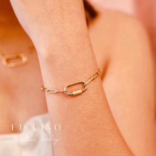 Ficcino สร้อยข้อมือ สเตนเลสแท้ และสร้อยคอ ไม่จางหาย ป้องกันสนิม ทอง 18k สไตล์เกาหลี ของขวัญ พร้อมกล่อง สําหรับผู้หญิง