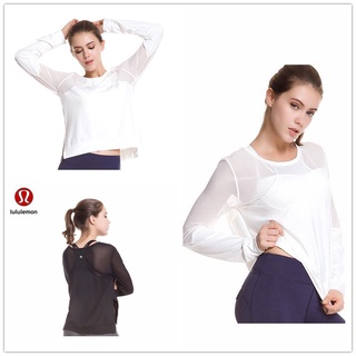 Lululemon  เสื้อยืดแขนยาว ผ้าตาข่าย ระบายอากาศ เหมาะกับใส่เล่นโยคะ ฟิตเนส วิ่ง แบบมืออาชีพ