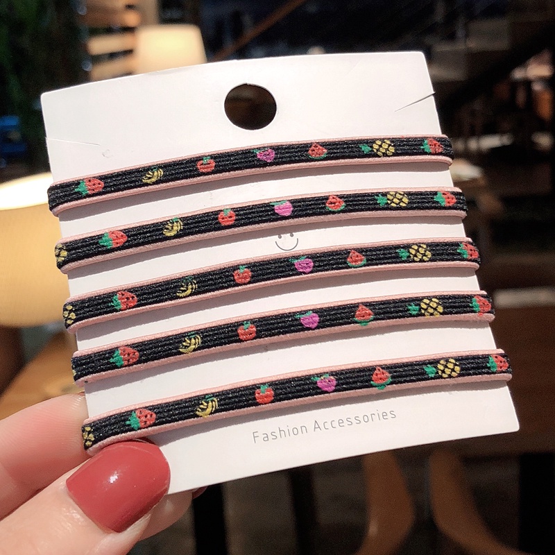 5 ชิ ้ น Simple Basic Hair Tie ชุดสาวเกาหลียางรัดผมน ่ ารักเชือกผมอุปกรณ ์ เสริมผม - รูปที่ 3