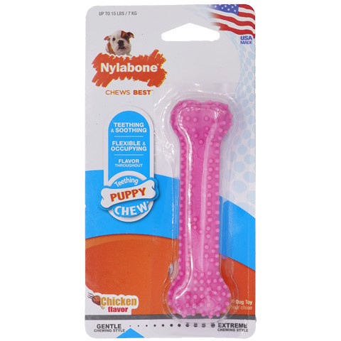 Nylabone Puppy Chew สีชมพูกระดูกทันตกรรมไก่เล็ก NPP901P