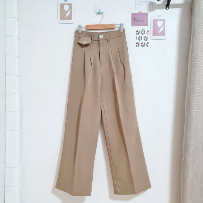 🦫กางเกงขายาวทรงขากระบอก สีน้ำตาลโอวัลติน [Sistory style]