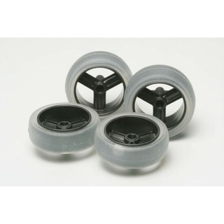 Tamiya 15366 Large Dia. Carbon Wheel Set (w/Soft Slick Tires)