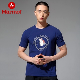 เสื้อยืดลําลอง ผ้าฝ้าย แขนสั้น คอกลม ระบายอากาศได้ดี ลาย Marmot แฟชั่นฤดูใบไม้ผลิ และฤดูร้อน สําหรับผู้ชาย