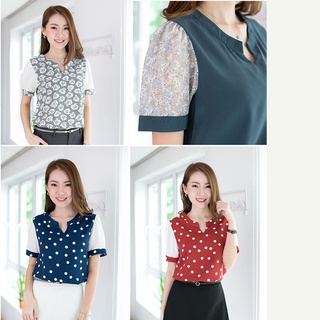 Narinari : MT2413 Chiffon Sleeve Blouse – เสื้อทำงานแต่งแขนชีฟอง เสื้อทำงาน (ใช้โค้ด NARISP9 ลด 65.- เมื่อช็อปครบ 500.-)