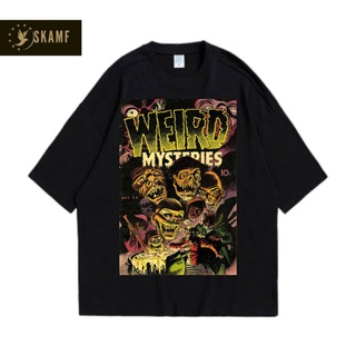 เสื้อยืดผ้าฝ้ายพิมพ์ลายขายดี เสื้อยืด พิมพ์ลาย Mysteries VINTAGE WEIRD | เสื้อยืด พิมพ์ลายโปสเตอร์ Mysteries WEIRD POSTE