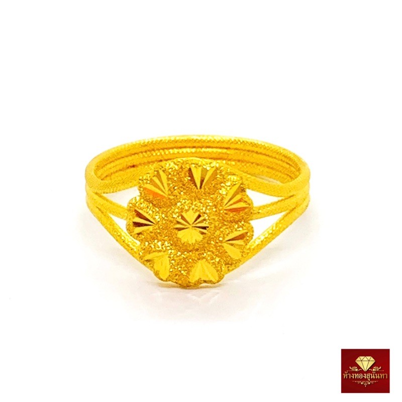 แหวนทองคำแท้ ครึ่งสลึง(1.9 กรัม) ลายดอกไม้แฟนซี ทองแท้ 96.5% มีใบรับประกัน