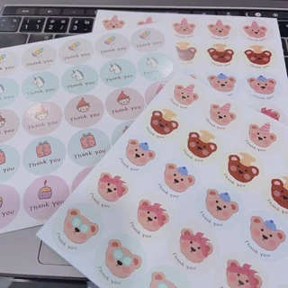 สติกเกอร์ Thank You สติกเกอร์ขอบคุณ สีพาสเทล สติกเกอร์ติดขนม สติกเกอร์กันน้ำ ฉลากสินค้าสำเร็จรูป สติกเกอร์ไดคัท [No.S4]