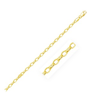 สร้อยคอทองคำแท้ 14k แบบโซ่รูปไข่ ลาย Rolo Chain ขนาด 3.2 มม.