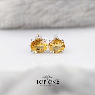 Top1Jewelry ต่างหูเงินแท้ พลอย Citrine แท้