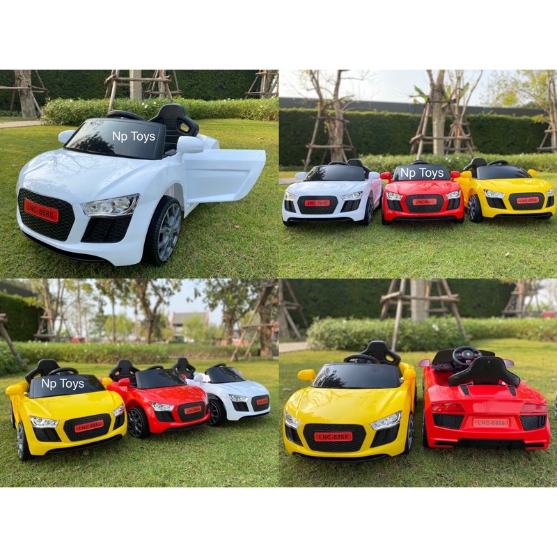 🔥พร้อมส่งด่วนในไทย🔥รถแบตเตอรี่เด็ก รถเด็กนั่ง ทรงออดี้ เปิดประตูได้ขนาด2มอเตอร์ ของเล่นเด็ก LNC-8888