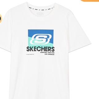 เสื้อยืดผ้าฝ้ายพิมพ์ลาย Skechers Skechers เสื้อยืดลําลอง คอกลม แขนสั้น ผ้าฝ้ายแท้ พิมพ์ลาย ทรงหลวม เข้ากับทุกการแต่งกาย