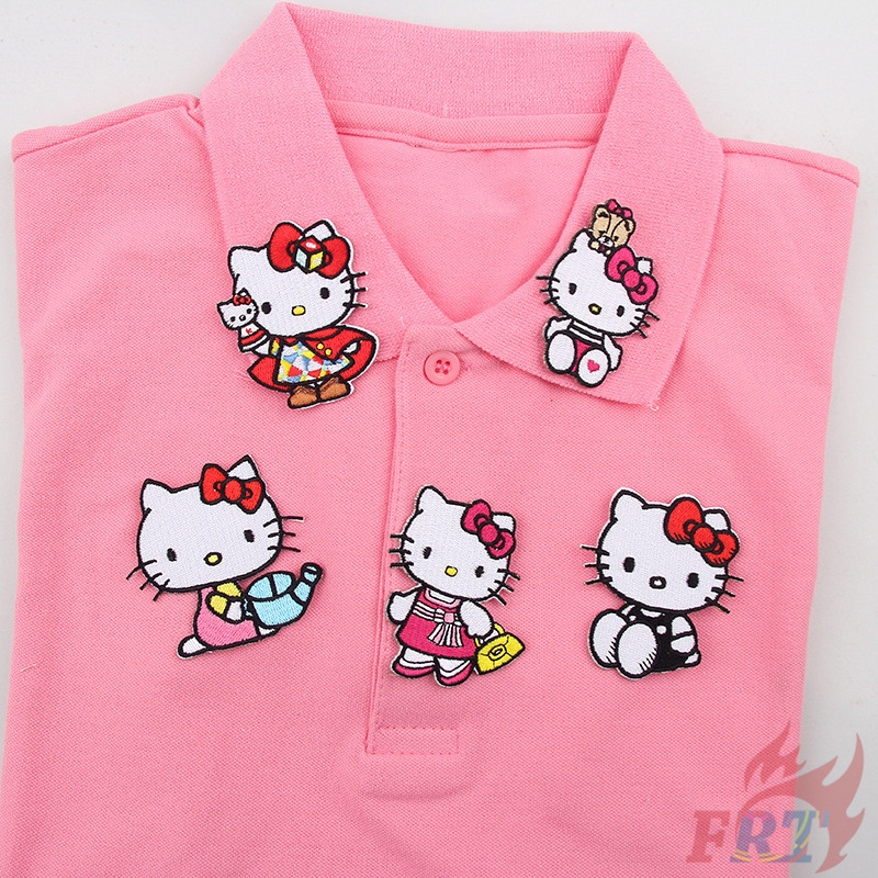 ☸ แผ่นรีดติดเสื้อ ลาย Hello Kitty ☸ แผ่นแพทช์สติกเกอร์รีดร้อน Diy มีกาวในตัว สําหรับติดตกแต่งเสื้อผ้า 1 ชิ้น
