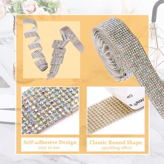 เทปสติกเกอร์ พลอยเทียม AB มีกาวในตัว สําหรับตกแต่งรถยนต์ DIY
