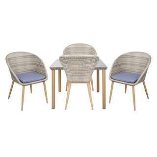 ชุดโต๊ะเก้าอี้สนาม ชุดสนาม 4 ที่นั่ง SPRING HOLLY DINING SET สีเทา เฟอร์นิเจอร์นอกบ้าน สวน อุปกรณ์ตกแต่ง 4-SEAT PE RATTA