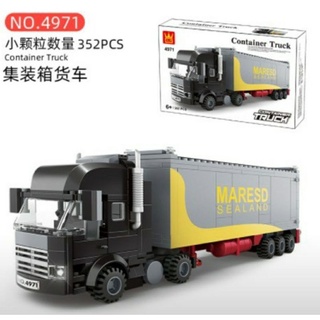 DIY ตัวต่อเลโก้จีน Wange 4971 ชุด ตู้คอนเทรนเนอร์ Container Truck จำนวน 352 pcs