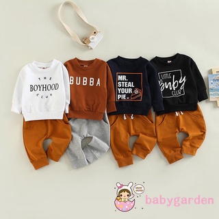 Babygarden-0-3years ชุดเสื้อแขนยาว พิมพ์ลายตัวอักษร และกางเกง 2 ชิ้น สําหรับเด็กผู้ชาย