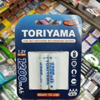 ( NEW) แพค2ก้อน ถ่านชาร์จ Toriyama  AAA(ขนาดเล็ก) 1200mAh 2ก้อน ของใหม่ ของแท้