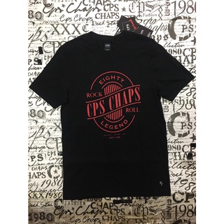 CPS CHAPS MEN TEE เสื้อยืด ชาย GRAPHIC ลาย EIGHTY ROCK ROLL LEGEND สีดำ BLACK SIZE S และ M มือ 1 ออก Shop แท้แน่นอน