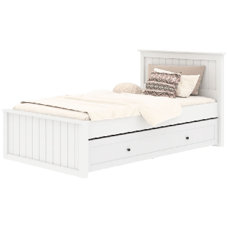 [กทม. 3-5 วัน ส่ง] Koncept furniture เตียงนอน 2 ชั้น 3.5 ฟุต รุ่น Moneta สีขาว (124x210x100 ซม.)