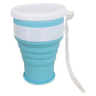 🔥ยอดนิยม!! มีบุญ แก้วน้ำซิลิโคน พับได้ ขนาด 200 มล. สีฟ้า MEEBUN Collapsible Silicone Cup 200 ml. Blue Color