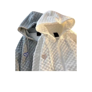 ยอดฮิต2022 เสื้อแจ็คเก็ตแขนยาวผ้าวาฟเฟิลนผ้านุ่มใส่สบาย มีกระเป๋าและซิปหน้า เสื้อกันหนาวแฟชั่น