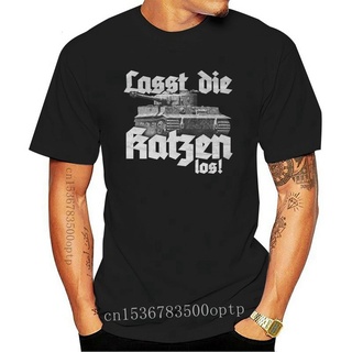 เสื้อยืดผ้าฝ้าย พิมพ์ลาย Laat De Katten Gaan 2 Zwarte Kat Tank Tijger Panzer Tijger Mannen Zomer Stijl hoge Kwaliteit Sc