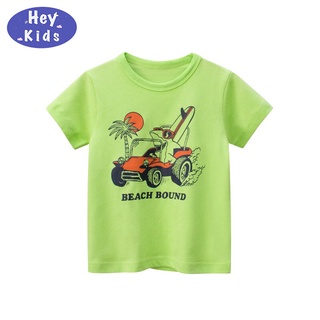 เสื้อยืดเด็กแขนสั้น เขียวฉลามขับรถBEACHBOUND ผ้า Cotton คุณภาพดี งานแท้ พร้อมส่งในไทย