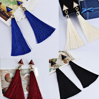 4PCS Tassel Earrings ต่างหูคริสตัล ลายดอกไม้ สำหรับสตรี