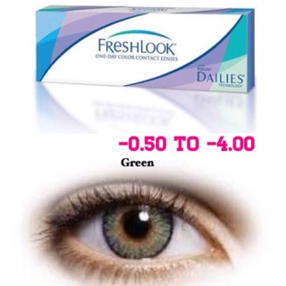 SHOP120 ลด120฿ Freshlook Greenรายวันแพ็ค5คู่ ค่าสายตา-0.50ถึง-4.00