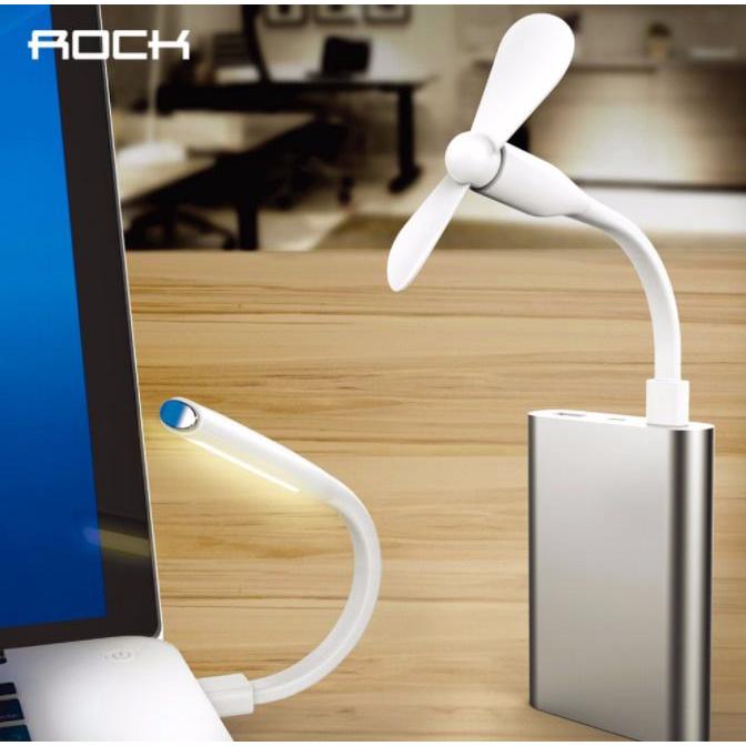 สายชาร์จ + พัดลม + หลอดไฟ LED แบบพกพา ROCK Mini Fan &amp;amp; Light &amp;amp; Charging Cable