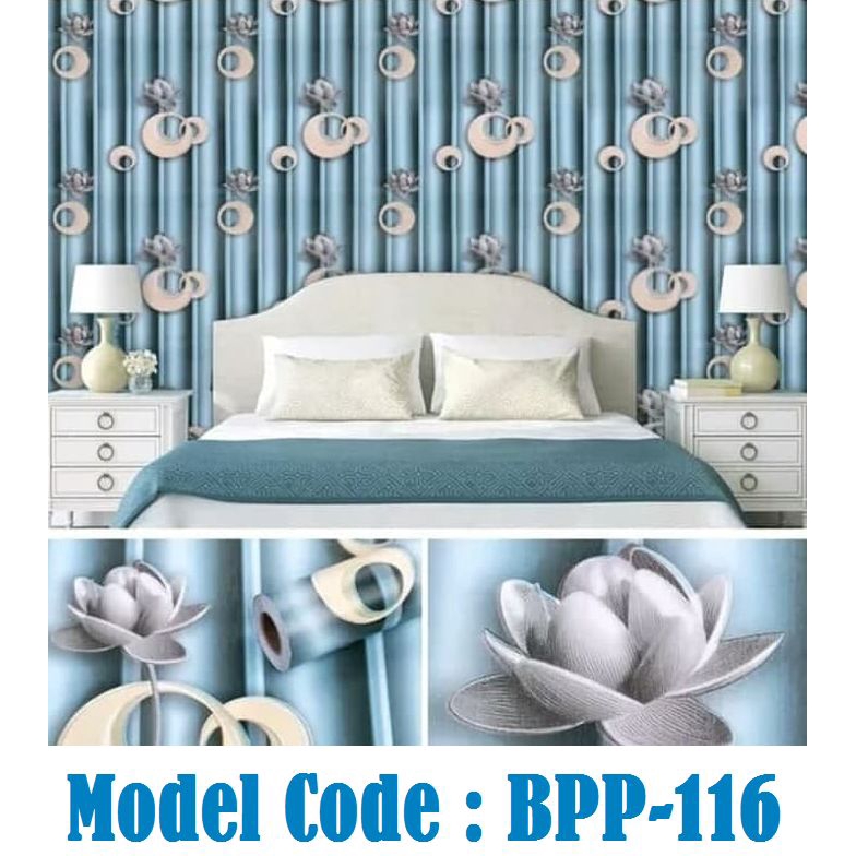 9127 วอลเปเปอร์ภาพดอกบัวสีเงิน W45cm*L10meter