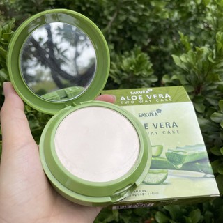 แป้งพัฟ 2 ชั้น SAKURA Aloe Vera Two way Cake [No.1799] ซากุระ อะโลเวร่า ทูเวย์เค้ก แป้งพัฟว่านหางจรเข้ แถมพัฟในตลับ