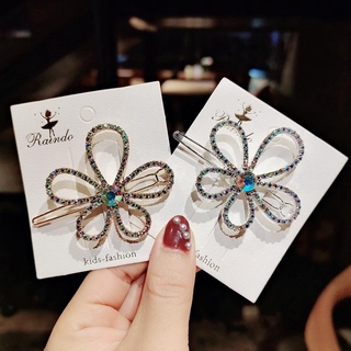 กิ๊บติดผมแฟชั่นเกาหลีสาวมีสีสัน Rhinestone ดอกไม้ Rhinestone