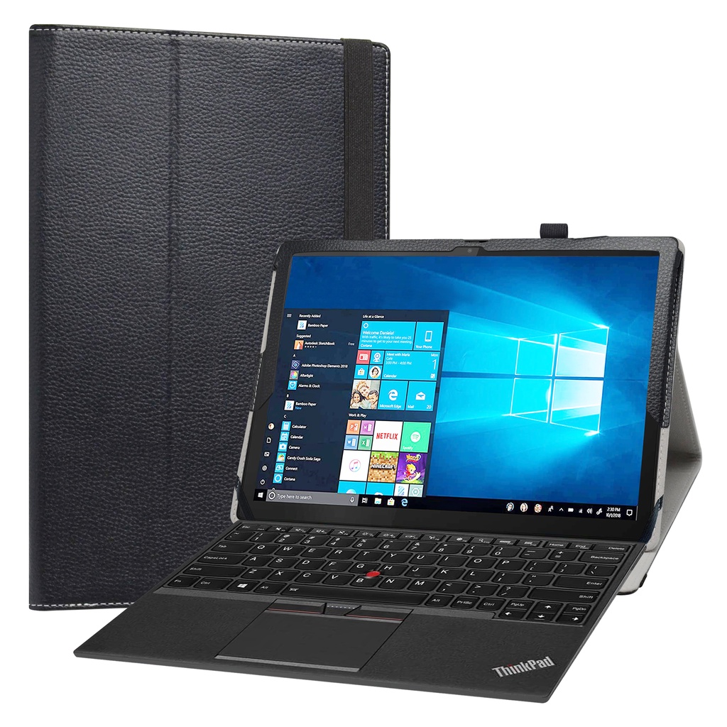 เคส PU สําหรับ 12.3 "Lenovo ThinkPad X12 แท็บเล็ตพีซีที่ถอดออกได้ขาตั้งพับปกหนัง PU พร้อมปิดยืดหยุ่น