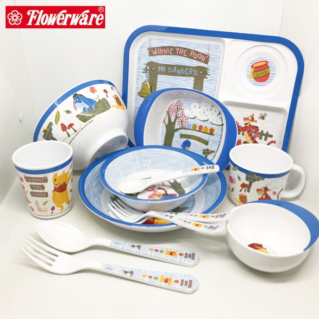 Pooh Sweet Home จานชามเมลามีน แก้วน้ำ ช้อนส้อม ลายการ์ตูน หมีพูห์ ศรีไทยซุปเปอร์แวร์ Flowerware [ขายเป็นชิ้น]