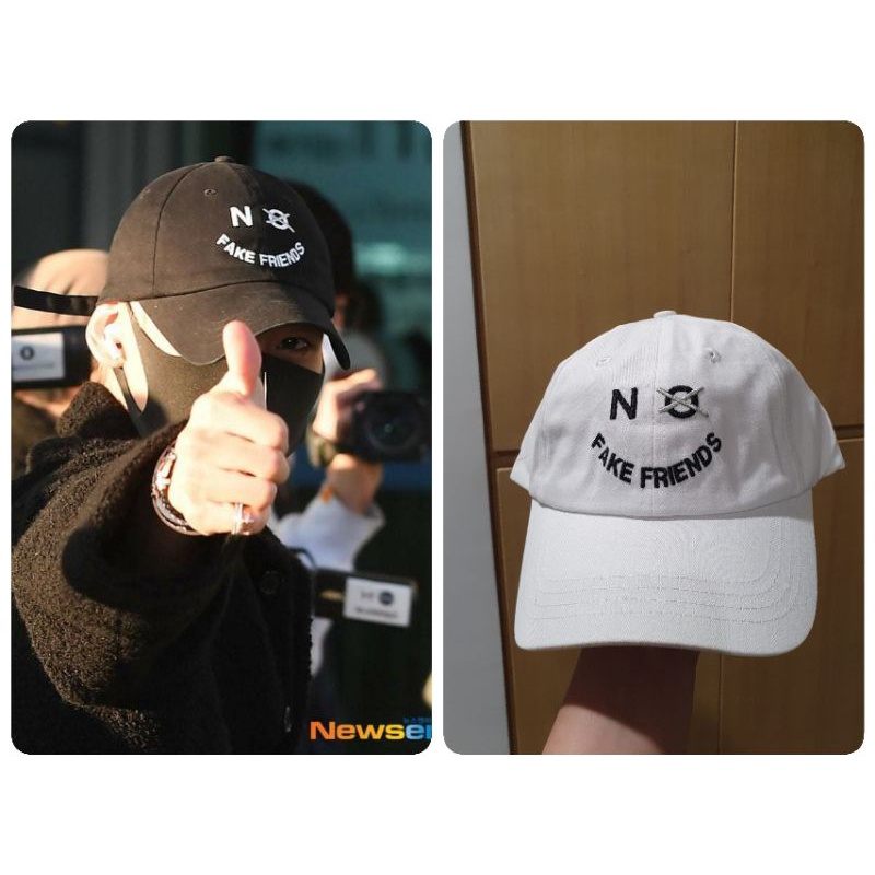 Half Shadow No Fake Friends Baseball Cap White