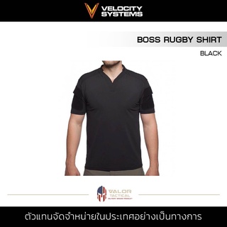 Velocity Systems - BOSS Rugby Shirt [Black] เสื้อยืดชาย สีดำ ใส่สบาย ใส่เที่ยว ใส่นอน ออกกำลังกาย ผ้าระบายอากาศ