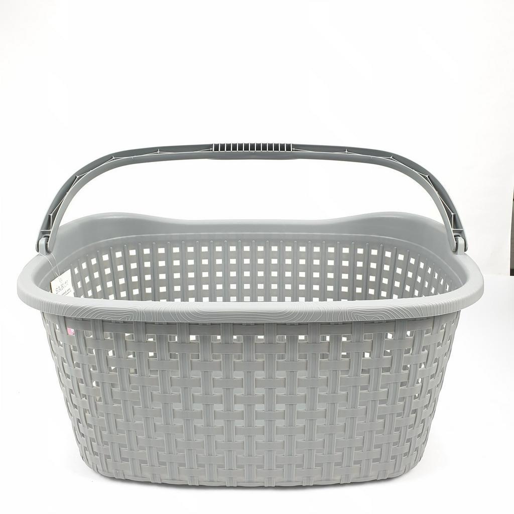 GlobalHouse SAKU ตะกร้าผ้าพลาสติกหูหิ้ว 42ลิตร ขนาด60x40x27ซม. รุ่น TG51900 สีเทา สินค้าของแท้คุณภาพดี - รูปที่ 5