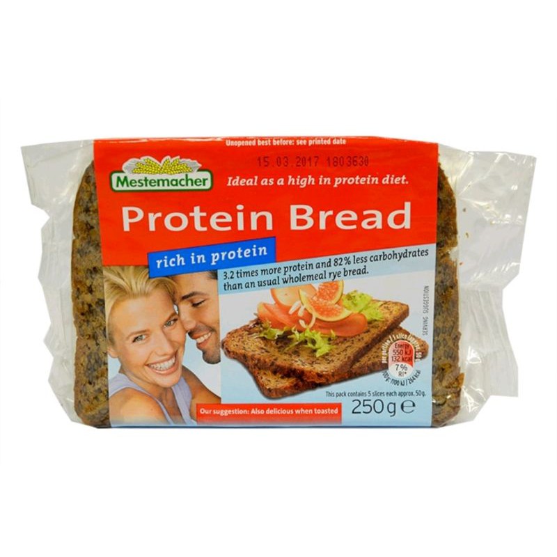 Work From Home PROMOTION ส่งฟรีขนมปังเสริมโปรตีน Mestemacher Protein Bread 250g.  เก็บเงินปลายทาง