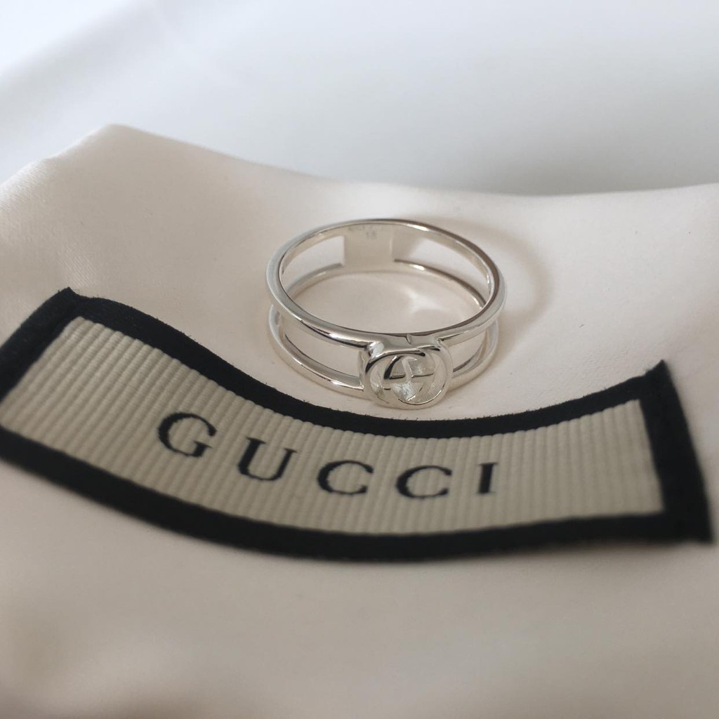 gucci Interlocking G ring silver size 18 / 58  women แหวนกุชชี่ มือ 1 ของแท้ แบบผู้หญิง อุปกรณ์ครบ เ