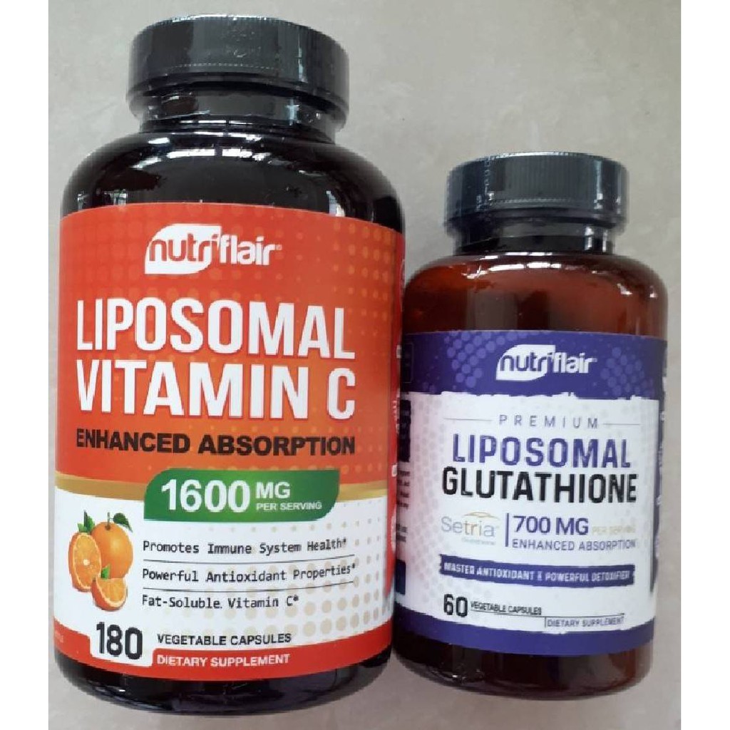 Nutriflair Premium Liposomal Glutathione Setria 60 Caps Liposomal Vitamin C 180 Caps