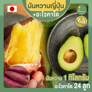 มันหวานญี่ปุ่น เบนิฮารุกะ  1 กก.  + อะโวคาโด จำนวน 24 ลูก AVOCADO HASS AUSTRALIA มันญี่ปุ่น  อะโวคาโด้ อะโวคาโดสด