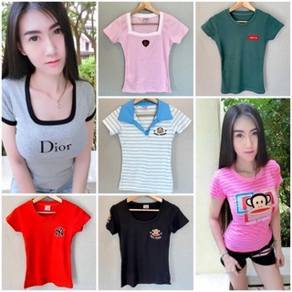 💓 มือ 1 💓 เสื้อยืดรัดรูป นมโต 😍 งานป้าย Nom-To