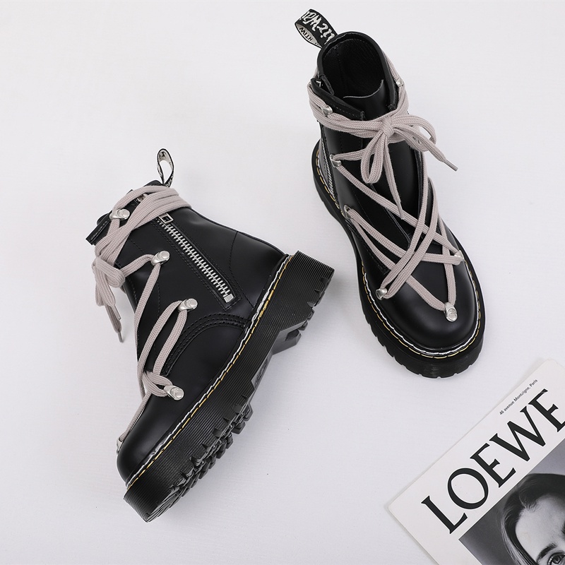 Dr. Martens Ankel Boots for Men Chunky Martin Boots Genuine Leather Men's Fashion Platform Motorcycle Boots