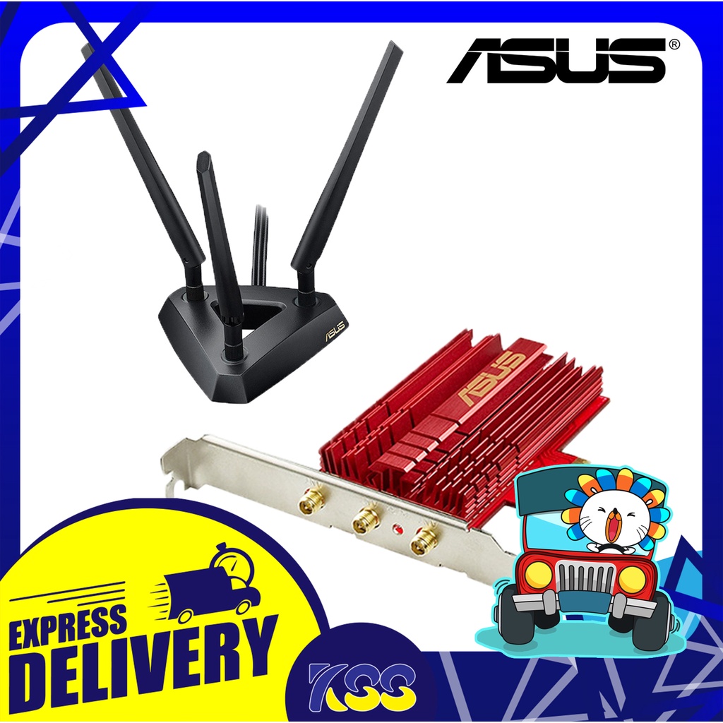 อุปกรณ์เชื่อมต่อไวไฟ การ์ดไวไฟ ASUS PCE-AC68 Dual-band Wireless-AC1900 PCI-E Adapter รับประกัน 3 ปี