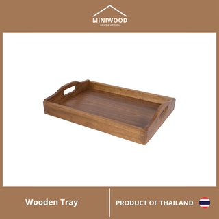 MINIWOOD ถาดเสิร์ฟ หูจับโค้ง ถาดไม้ Wooden Tray ไม้จามจุรี