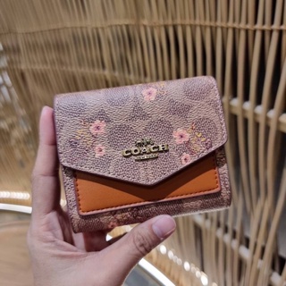 COACH 67246 SMALL WALLET IN SIGNATURE CANVAS WITH FLORAL BOW PRINT