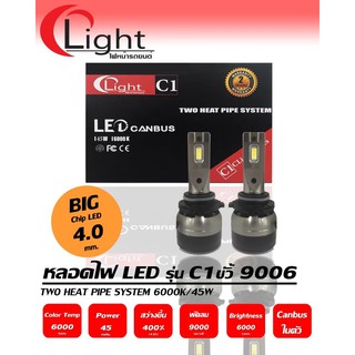 ไฟหน้ารถยนต์LED รุ่นC1 ขั้ว HB4 (9006) รองรับ Canbus สว่าง 6,000 LM. แบรนด์CLIGHT