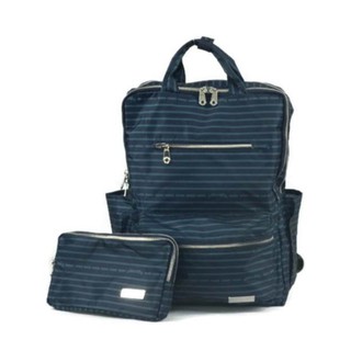 HAPITAS Backpack(A) กระเป๋าพับ เป้พับหูจับ ลาย Ribbon Border Navy