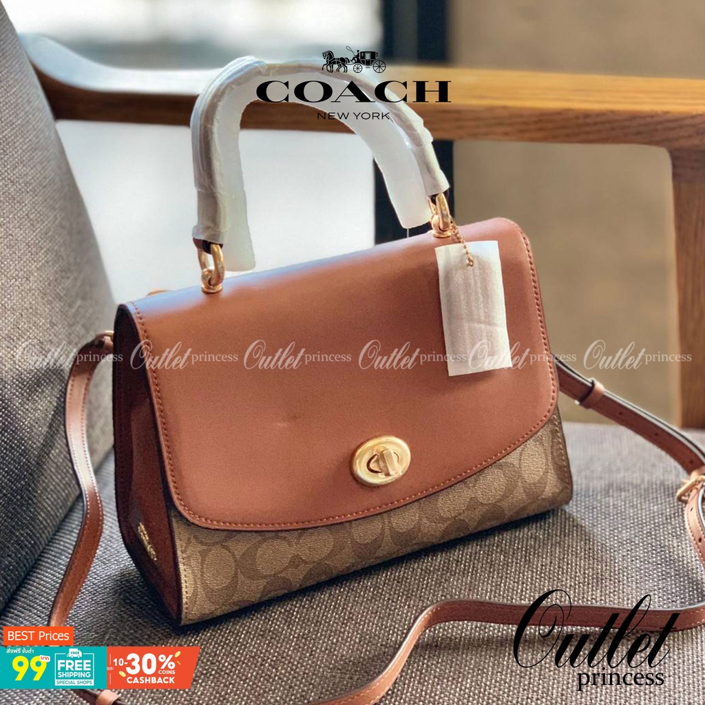 สวย หรู ดูดี รุ่นนี้กัยเลยค่า!! COACH TILLY TOP HANDLE SATCHEL IN SIGNATURE ((76620)) พร้อมส่งความสว